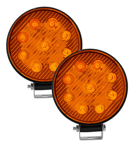 2 Faros Led Luz Fija Y Estrobo Ámbar 9 Leds 27w Tunelight