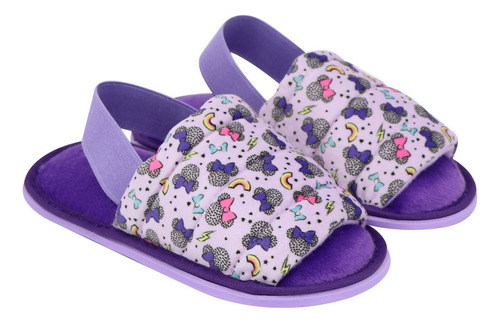 Pantufla Cerrada Disney Minnie Mouse Arcoiris Para Niñas