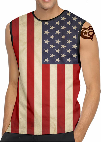 Camiseta Regata Bandeira Estados Unidos Masculina Eua Blusa
