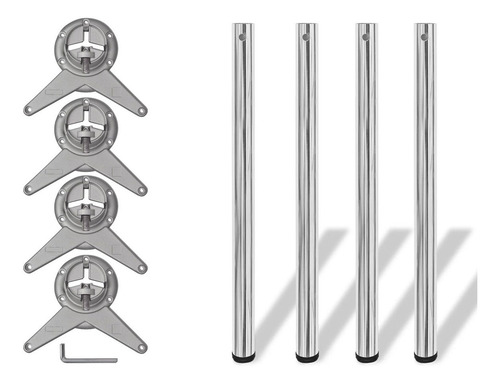 Pata Mesa Hierro Fuerte Cromado 710 Mm Regulable Meaton X 4