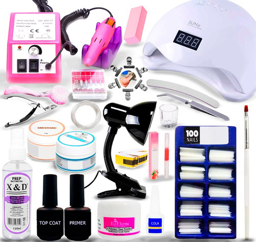 Kit Unha Gel Profissional Completo Lixadeixa Cabine Bivolt