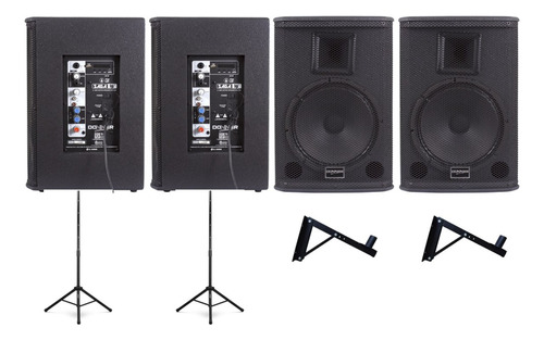 2 Par Caixa Ativa+passiva 300w Saga 10pol Donner+2tripé+2sup