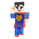 Figura Juguete Minecraft Super Man Capa De Tela Luz 15 Cm 