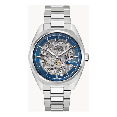 Reloj Bulova Automatico Hombre 96a292 Classic Surveyor Ts Correa Plateado Bisel Plateado Fondo Azul | Envío gratis