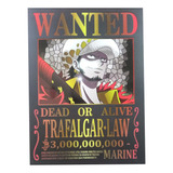 Poster Cuadrado One Piece, Wanted Trafalgar Law - Negro
