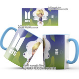 Mug  Taza Oreja E Interior Azul Bts K Pop Chibi Kawaii 009