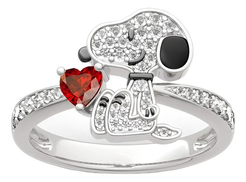 S/ Anillo Snoopy Peanuts Corazón Rojo + Pulsera Y Caja S/