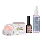 Kit Gel De Unha Classic Pink  Top Coat Prep Spray Vólia