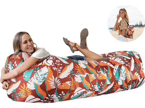 Soca Cama Inflable  Para Camping Viajar Inflar Sin Bomba