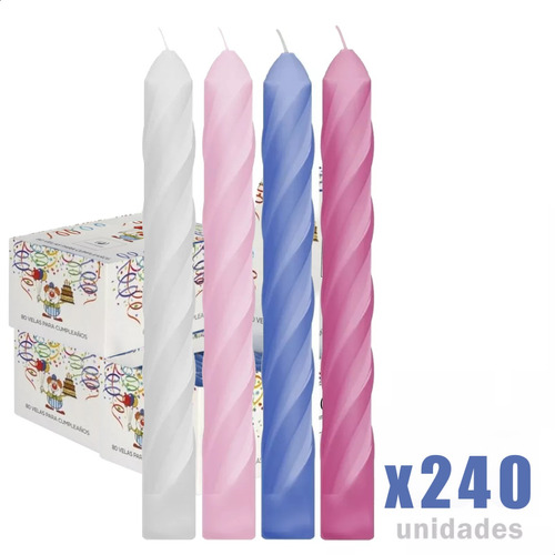 Vela De Cumpleaños X3 Cajas De 80u  - Torneadas De Colores