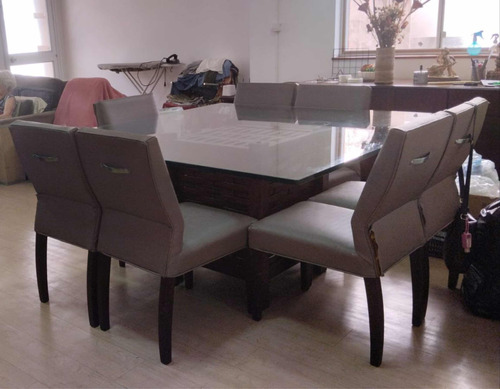 Conjunto Mesa De Jantar Com 8 Cadeiras