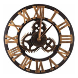 Reloj De Pared Grande Calado Engranaje Numero Romanos Negro