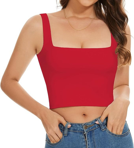 Crop Top Cuello Cuadrado Sin Mangas 100% Algodón Nacional