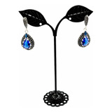 Aretes En Plata Marquesita Ley .925 Azul Rey