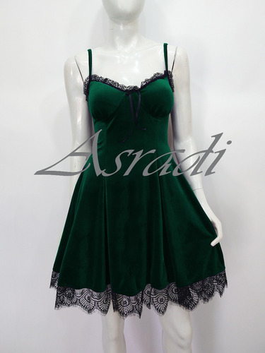 Vestido Terciopelo Con Encaje Gotico Sexy Casual Elegante 