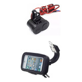 Kit Motoboy Tomada 5v 12v Moto Carrega Celular Gps + Suporte