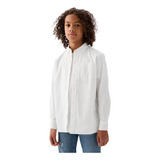 Camisa Niño Gap Poplin Manga Larga Blanco