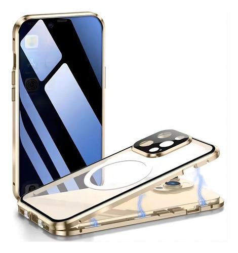 Carcasa Magnética De Cristal De Doble Cara Para iPhone 13 14