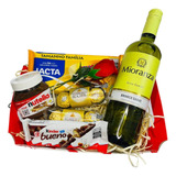 Cesta De Chocolates Premium + Vinho Rose Chileno - Premium