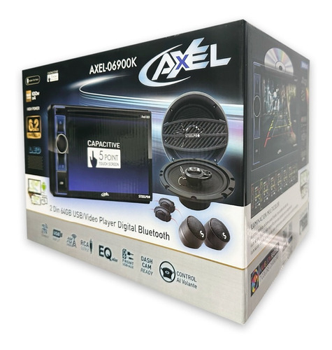 Kit Autoestereo Dvd Pantalla Axel Premium+2 Bocinas Steelpro