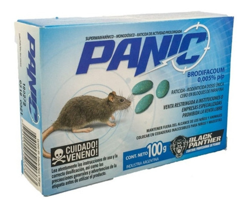 Veneno Raticida Ratas Panic - Caja Dispenser 100 Gr X 10 Uni