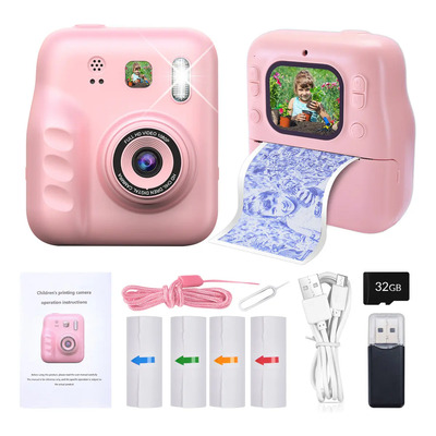 Cámara Niños Fotos Instantánea Camara Fotos Impresión Infantil 96MP 1080P HD Cámara Instantánea para Niños 32GB Tarjeta con 4 Papel Fotográfico Regalos de Navidad para Niños 11 Piezas | Envío gratis