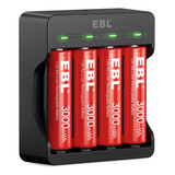 Ebl Paquete De 4 Bateras Aa De Litio Recargables De 1.5 V Co