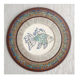 Quadro Decorativo Mar Peixe Mandala Madeira Decoração 65cm