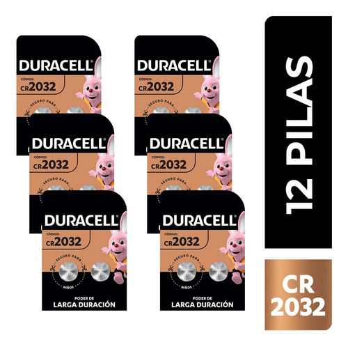 Duracell Cr2032: 6 Pack De 2 Pilas Botón De Litio, 12 Pilas