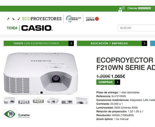 Videoproyector Casio Xj-f210wn Advanced 3500 Lumens Cañon 