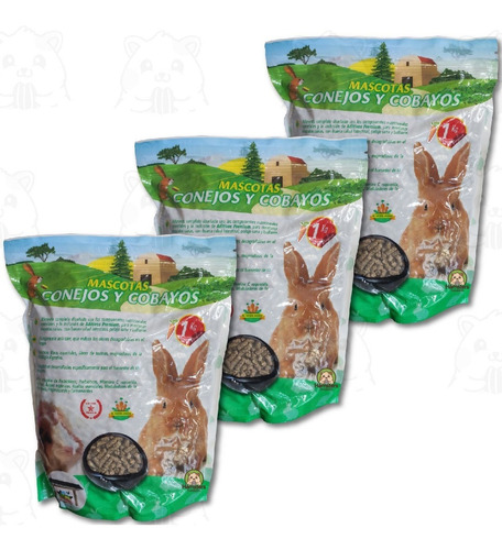 Pack 3 Alimento Conejos  Cobaya