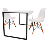 Kit 2 Cadeiras Charles Eames Cozinha Wood Eiffel Dsw + Mesa