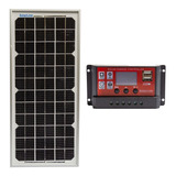 Cargador Bateria 12v Panel Solar 10wp + Regulador Carga 10a