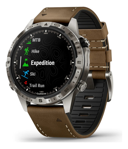 Smartwatch Marq Adventurer Gen 2 Reloj Amoled Climbpro Satiq Color De La Caja Plateado Color De La Malla Marrón Color Del Bisel Plateado