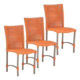 3 Cadeiras Cannes Corda Náutica Em Alumínio Trama Original