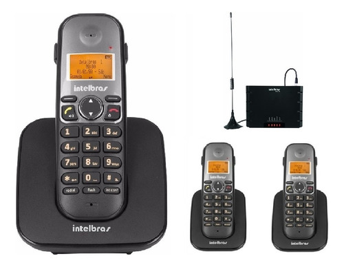 Pabx Sem Fio Dect Intelbras 1 Linha Chip 3g Gsm E 3 Ramais