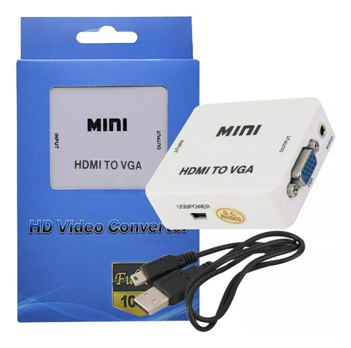 Conversor Hdmi A Vga Con Audio Video Proyector Full Hd