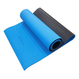 Tapete Para Ejercicio Yoga Mat 6 Mm Gym Azul/negro Correa