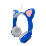 Auriculares Bluetooth Con Mic Orejas De Gato Unicornio Niños