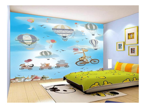 Papel De Parede 3d Infantil Nuvens Girafa Babê 4m² Azs360