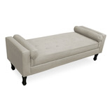 Recamier Baú P/ Quarto Sala King 195cm Fênix Suede Bege