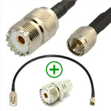 Conector Mini Uhf A So-239 Cable 15cm + Adaptador Compacto