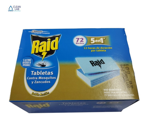 Raid Tabletas Mosquitos Y Zancudos X 72 Un