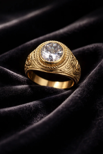 Anillo Para Hombre En Oro 10k - Anillo Con Zirconia Blanca | Meses sin interés
