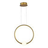 Lustre Luminaria Pendente Moderna Circulo Led 30w Bola 43cm Cor Dourado 110v/220v