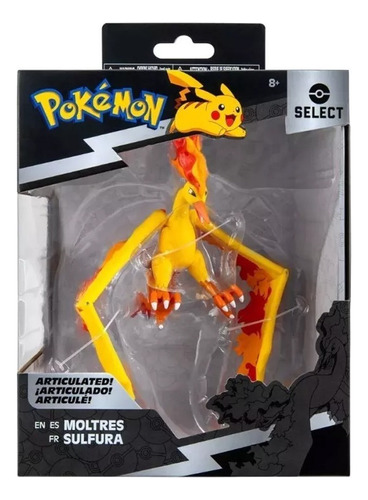 Pokemon Select - Moltres - Articulada Con Soporte Figura De Batalla Coleccionable