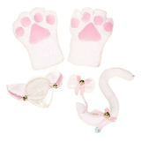 Gato Cosplay Set Guantes Peluche Gatito Orejas Cola