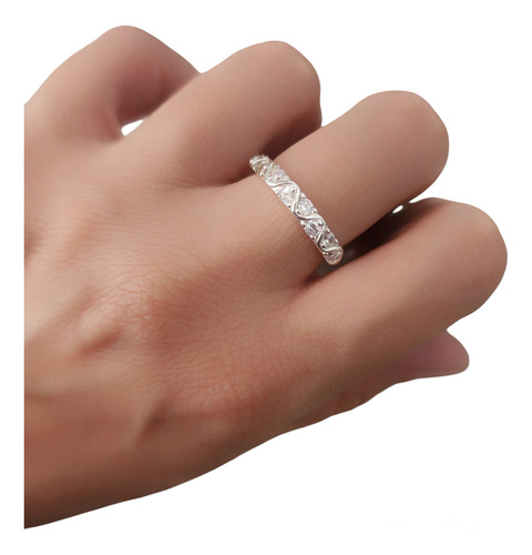 Anillo Plata 925 Zic Zac Con Cubic Cristal Blanco 