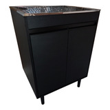 Tanque De Lavar Roupa De Inox 46l Gabinete Mdf Preto/black