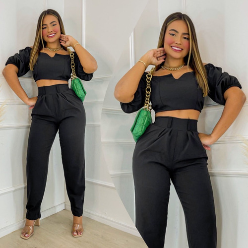 Conjunto Feminino Calça Cropped Premium Elegante Social